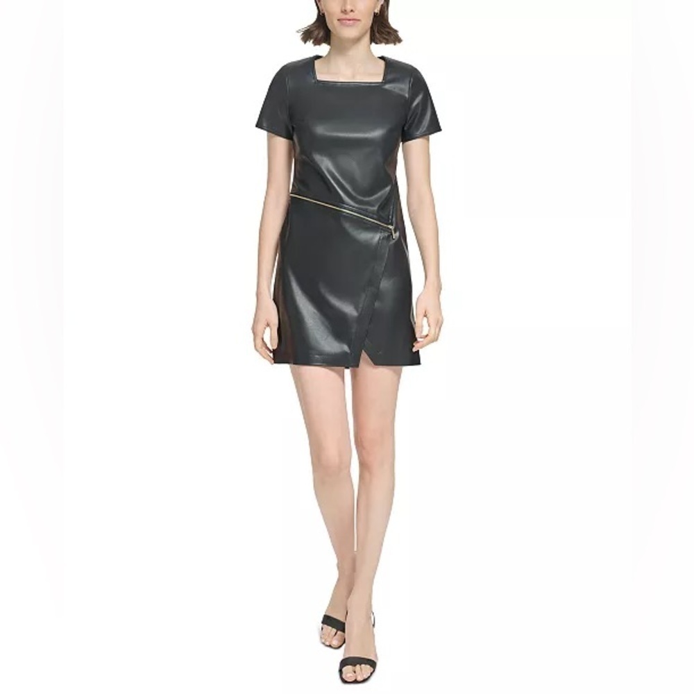 Calvin Klein Faux-Leather Sheath Dress